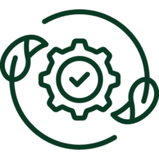 Eco-friendly gear and leaves icon.