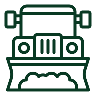Snowplow icon in dark green color.
